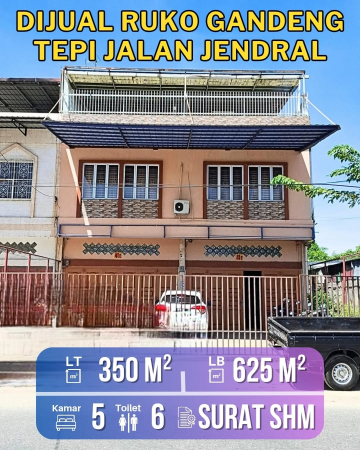 DIJUAL RUKO GANDENG 2 PINTU 2.5 LANTAI FULL KERAMIK TEPI JALAN JENDRAL DEKAT SOEKARNO HATTA ARENGKA PEKANBARU - RIAU