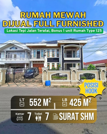 DIJUAL CEPAT RUMAH MEWAH BULATAN TEPI JALAN TERATAI SUKAJADI PEKANBARU RIAU