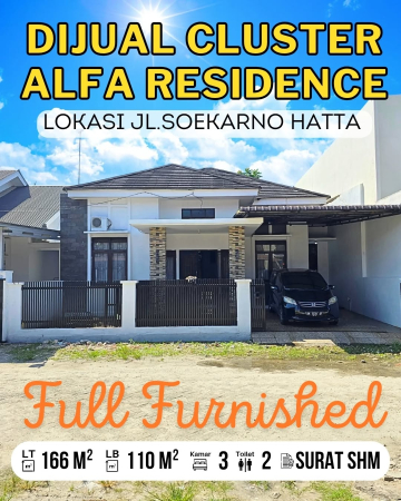 DIJUAL RUMAH di CLUSTER PERUMAHAN ALFA RESIDENCE SOEKARNO HATTA - ARENGKA  DELIMA - TAMPAN  PEKANBARU - RIAU