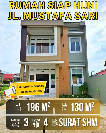 DIJUAL RUMAH SIAP HUNI 2 LANTAI JALAN MUSTAFA SARI TANGKERANG PEKANBARU - RIAU